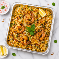 Tray Of Shrimp Dum Biriyani