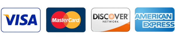 Accepted cards: Visa, Mastercard, Discover, Amex